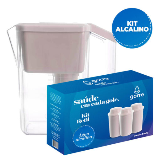 Jarra + Kit Refil Alcalino 3 Unidades - Ação Social